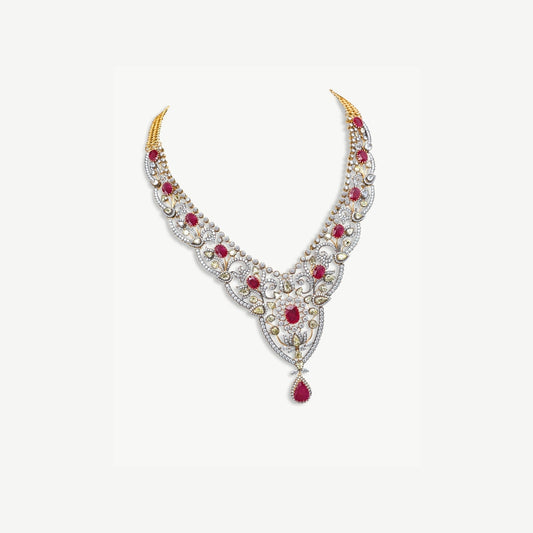 Ruby Diamond Victorian Necklace