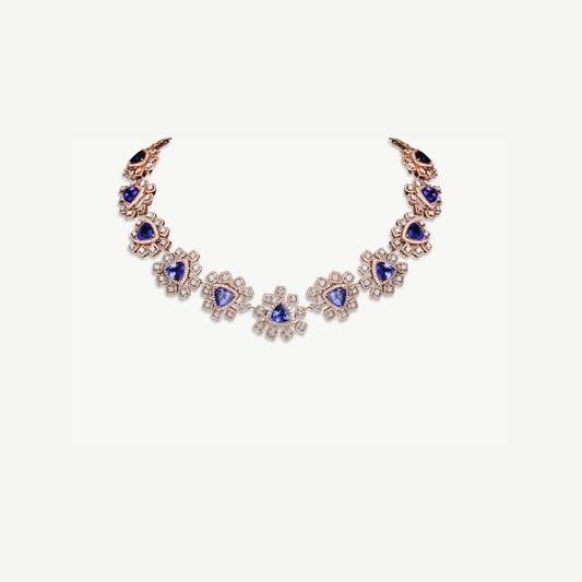 Rose Gold Tanzanite Diamond Necklace