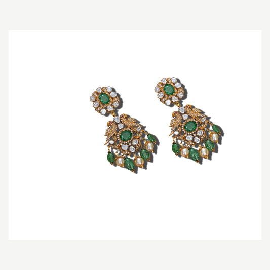 Emerald Parrot Polki Earrings