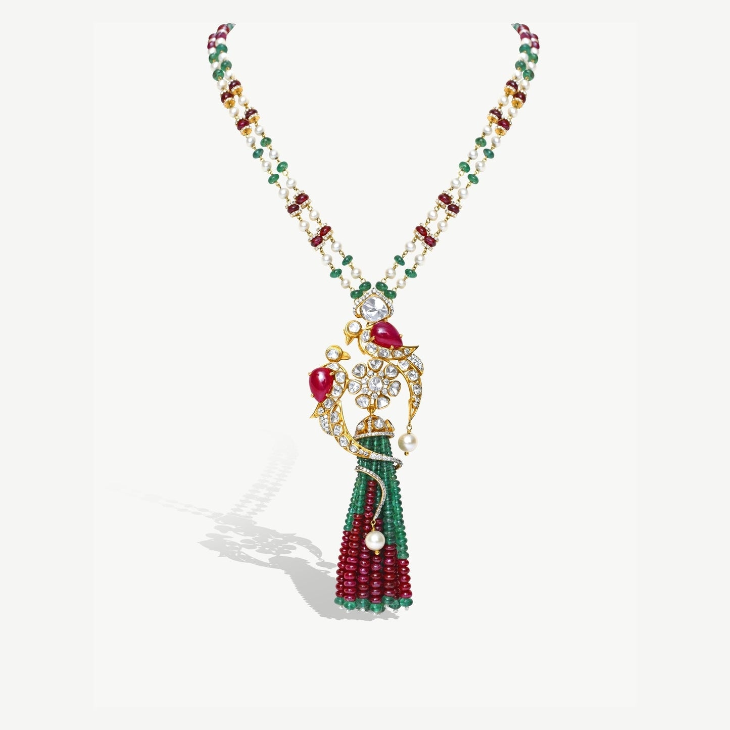 Kundan Double Parrot Pendant