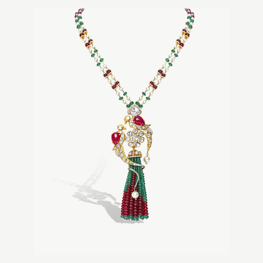 Kundan Double Parrot Pendant